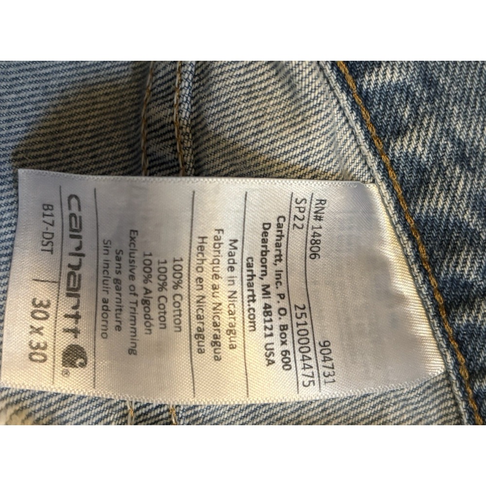 carhartt B17-DST Men's Relaxed Jeans 30X30 Denim Work Wear Distressed - Picture 5 of 12